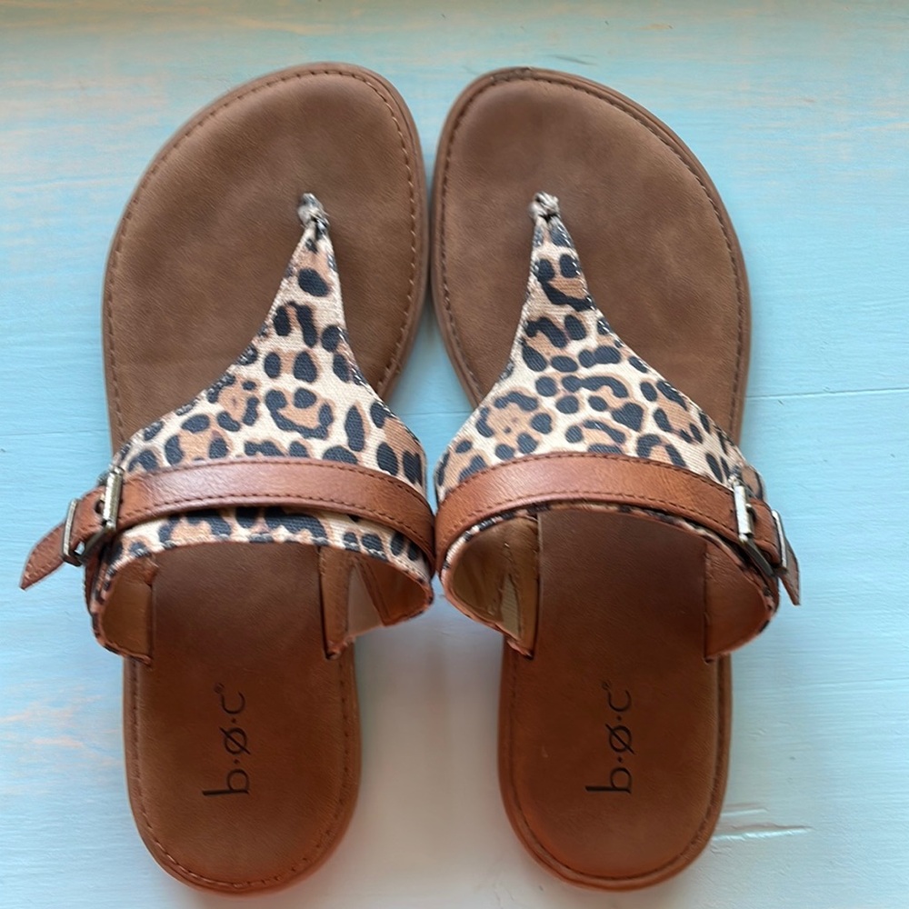 B.O.C animal print thong sandals